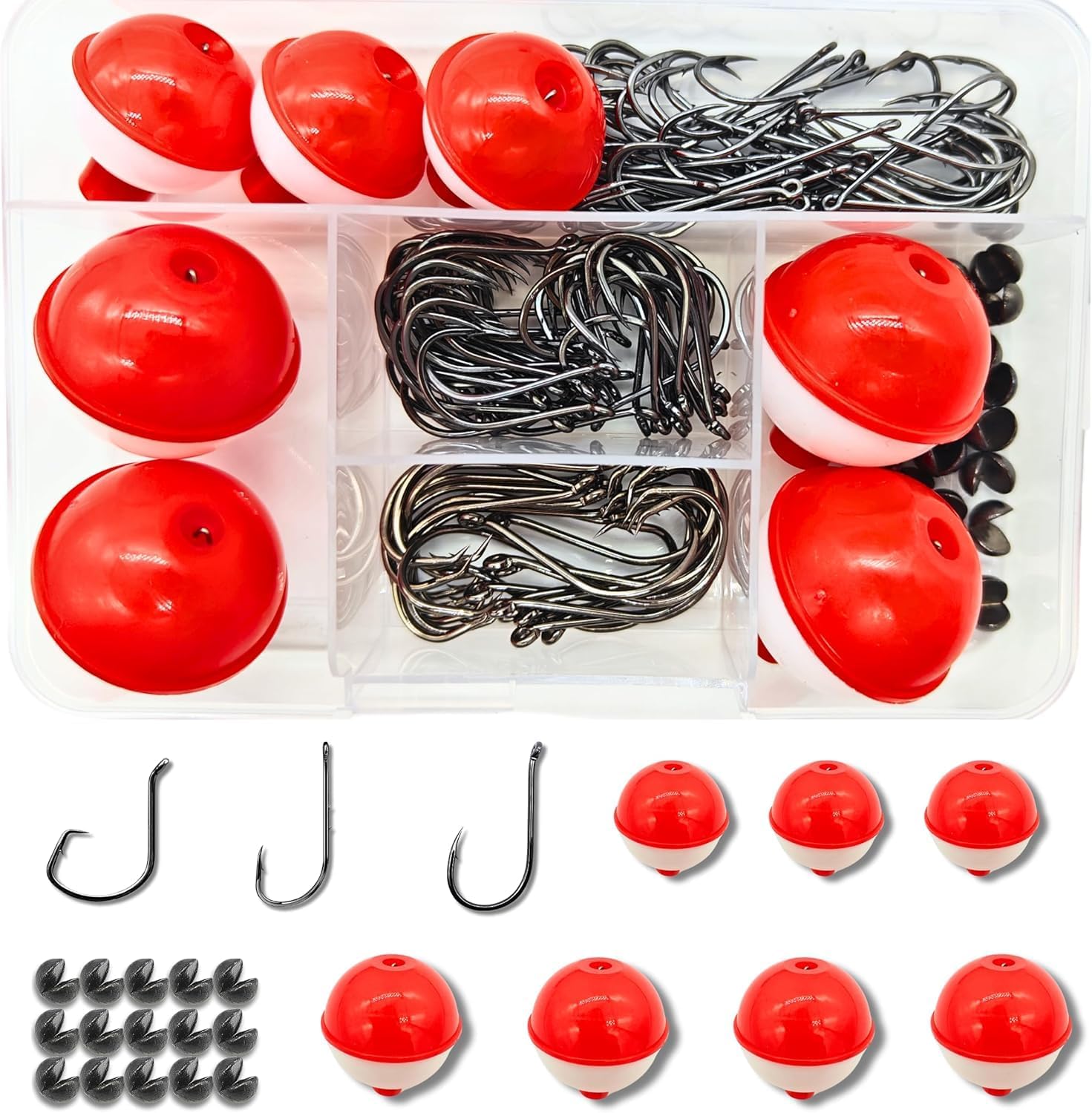 ELLYCIO 147pcs Hooks & Bobbers Kit
