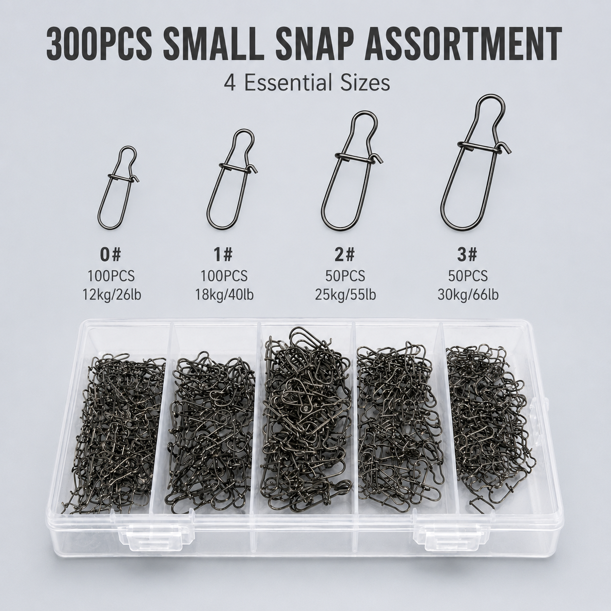 ELLYCIO 300Pcs Small Duo Lock Fishing Snaps, Stainless Steel Speed Clips for Lures, Quick Change Fishing Lure Connectors for Freshwater Saltwater, Sizes 0# 1# 2# 3# — Thumbnail 3