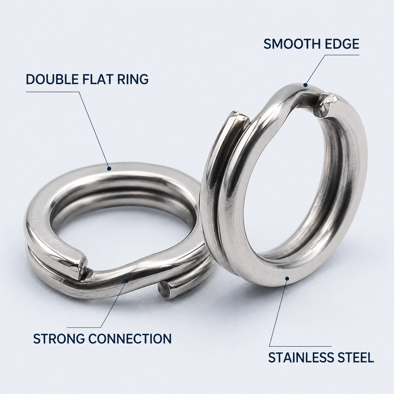 ELLYCIO 300pcs Small Split Rings Fishing, Stainless Steel Double Flat Lure Connector for Hooks Leaders Swivels, Saltwater Freshwater Tackle, Assorted Sizes 1# 2# 3# 4# — Thumbnail 2